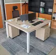 2-Seater Office Workstation - Brown Metal Frame - 1