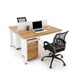 2-Seater Office Workstation - Brown Metal Frame - 3
