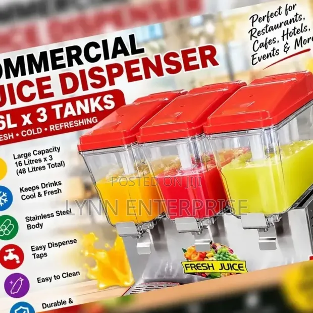 3-Tank Commercial Juicer Dispenser (16L x 3) - 1