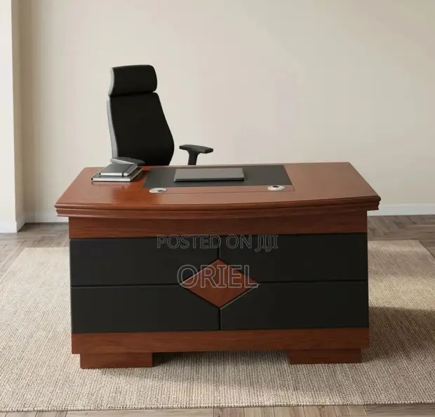 120cm Mahogany Office Desk with Drawers - 1