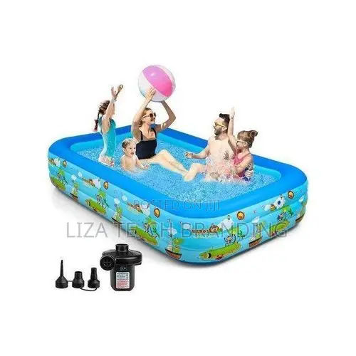 210cm Portable Inflatable Swimming Pool with Electric Pump - 1
