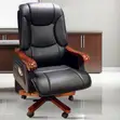 High-Back Wooden Leather Office Chair - 5