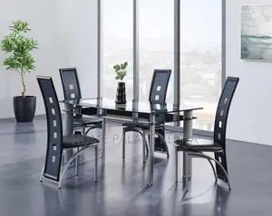 Premium Glass Top Dining Table and Chairs Set