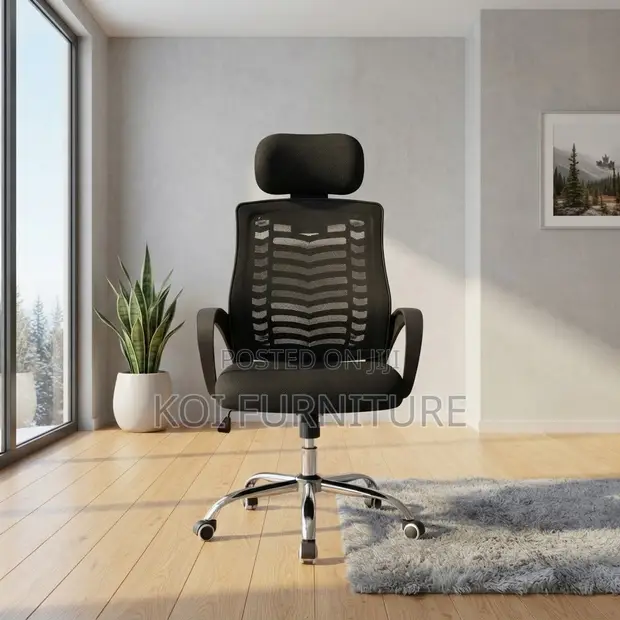 Adjustable Fabric Office Chair with Headrest - 1