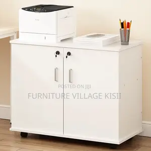 2-Door White Storage Credenza Office Cabinet