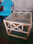 Rattan Side Table with Glass Top - 1