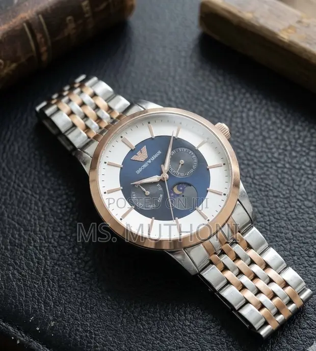 Emporio Armani Renato Chronograph Blue Dial Two-Tone Watch - 1