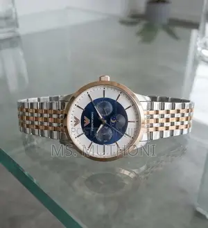 Emporio Armani Renato Chronograph Blue Dial Two-Tone Watch