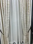 Modern Velvet Cream Gold Curtains - 1