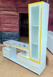 Executive Extended TV Stand with Marble Coating and Shelf Cabinet - 4