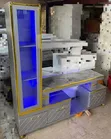 Executive Extended TV Stand with Marble Coating and Shelf Cabinet - 5