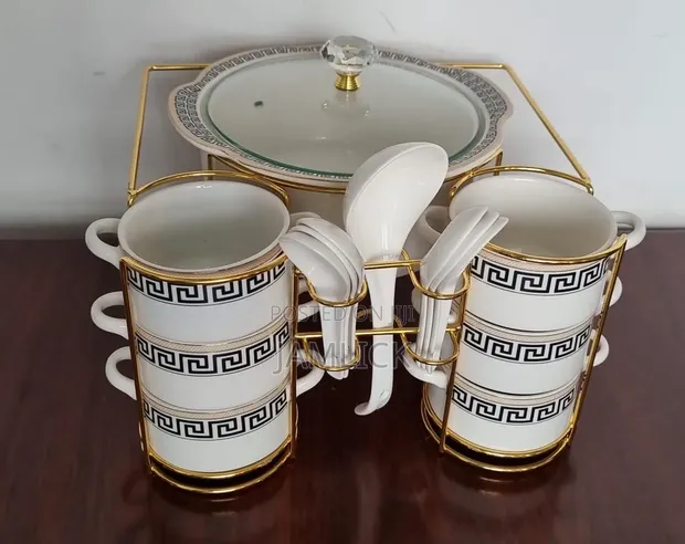 16pc Ceramic Soup Set with Burner - 1