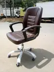 Modern Brown Leather Office Staff Chair - 4