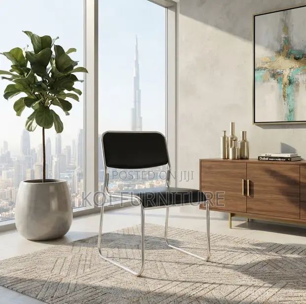 Leather Reception Area Armless Chrome Office Chairs - 1
