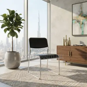 Leather Reception Area Armless Chrome Office Chairs