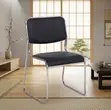 Leather Reception Area Armless Chrome Office Chairs - 3