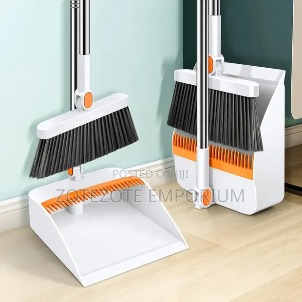 2-in-1 Long Handle Broom and Dustpan Combo Set - 1