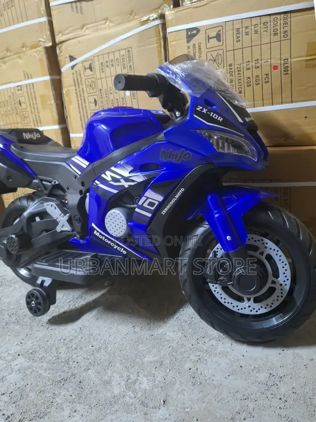 Kids 12V Electric Motorbike with Training Wheels - 1