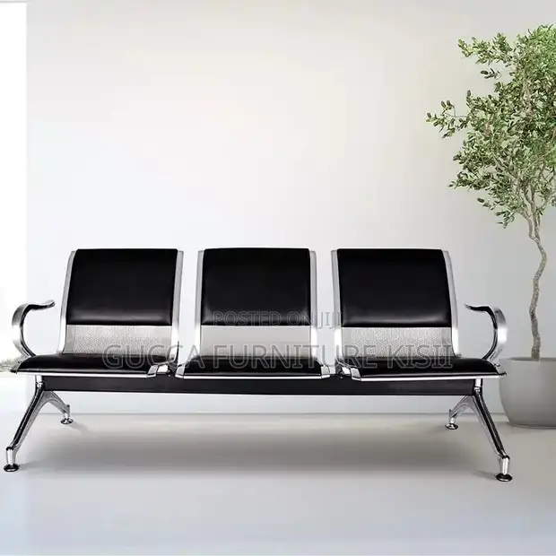 3-Link Hospital Reception Bench - Black - 1