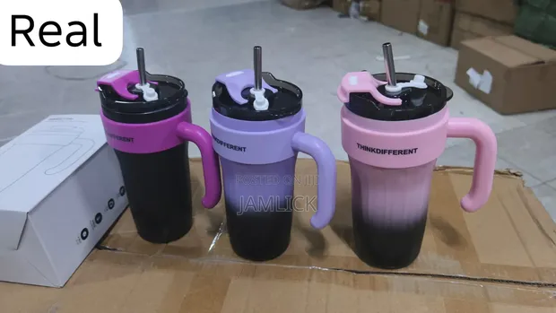 Stainless Steel 1080ml Thermocup with Straw - 1