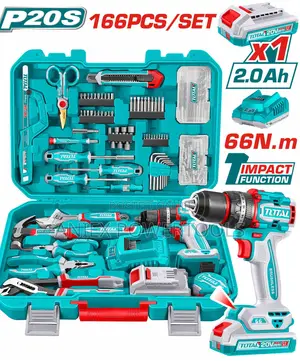 Total THKTHP41667 166 Pcs Tool Set with Cordless Drill