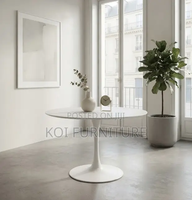 Round White Marble Tulip Coffee Table - 1