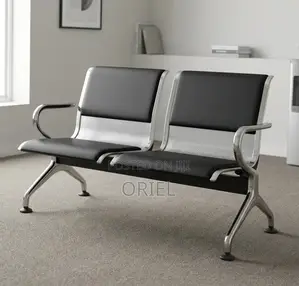 2-Link Office Bench - Black Faux Leather