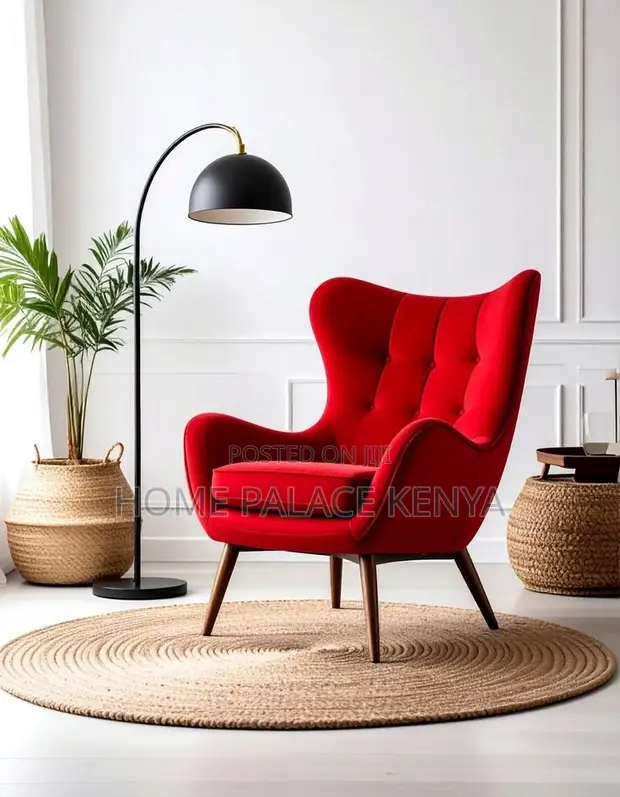 Luxury Accent Chair - Red Velvet - 1