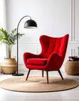 Luxury Accent Chair - Red Velvet - 1
