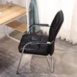 Black Leather Visitor Waiting Chair - 4
