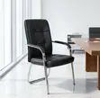Black Leather Visitor Waiting Chair - 5