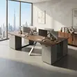 Four User Modern Imported Workstation Desks - 1