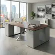 Four User Modern Imported Workstation Desks - 4