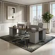 Four User Modern Imported Workstation Desks - 5