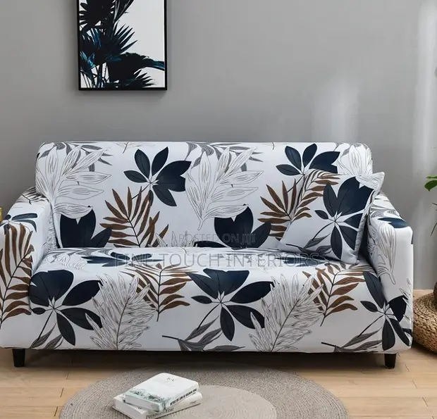 Printed Sofa Covers - White 3 Seater - 1