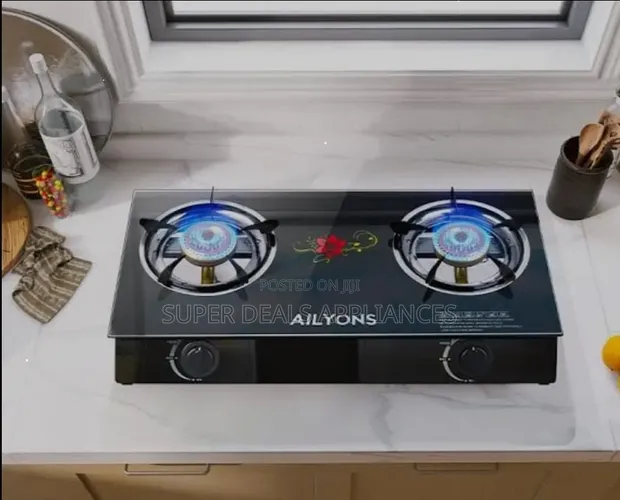 Ailyons 2 Burner Glass Table Top Gas Cooker - 1