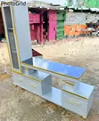 Executive Extended TV Stand with Marble Coating and Shelf Cabinet - 1
