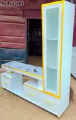 Executive Extended TV Stand with Marble Coating and Shelf Cabinet - 2