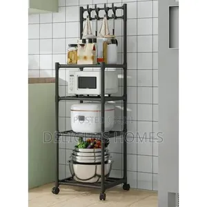 4-Layer Multipurpose Metal Storage Rack - Nyeusi