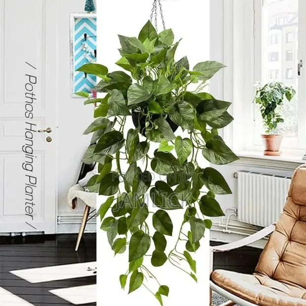 70cm Artificial Hanging Plant with Vase - 1