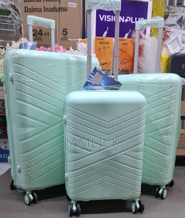 Lime Green Size 4 Unbreakable PP Rubber Suitcase 3-in-1 Set - 1