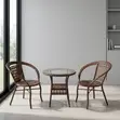Brown 3-Piece Rattan Outdoor Balcony Set - 2