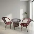 Brown 3-Piece Rattan Outdoor Balcony Set - 3