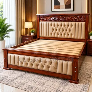 Imperial Luxe 5x6 Wooden Bed - Premium Upholstered