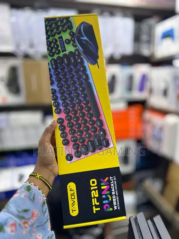 T-WOLF TF210 Punk Wired Backlit Keyboard & Mouse Combo - 1