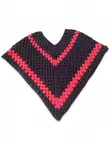 Handmade Crochet Poncho - Grey & Hot Pink - 1