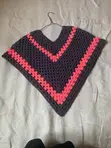 Handmade Crochet Poncho - Grey & Hot Pink - 2