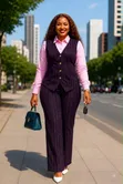 Ladies YZ Formal Trouser Suit with Pink Shirt - 1