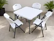 White Foldable Dining Set - Table & 4 Chairs - 1