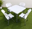 White Foldable Dining Set - Table & 4 Chairs - 2